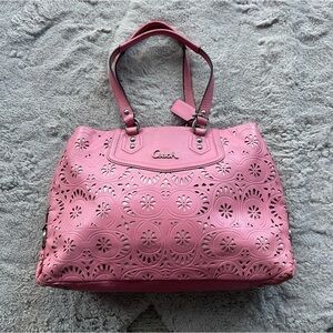 Coach Pink Laser-Cut Leather Tote